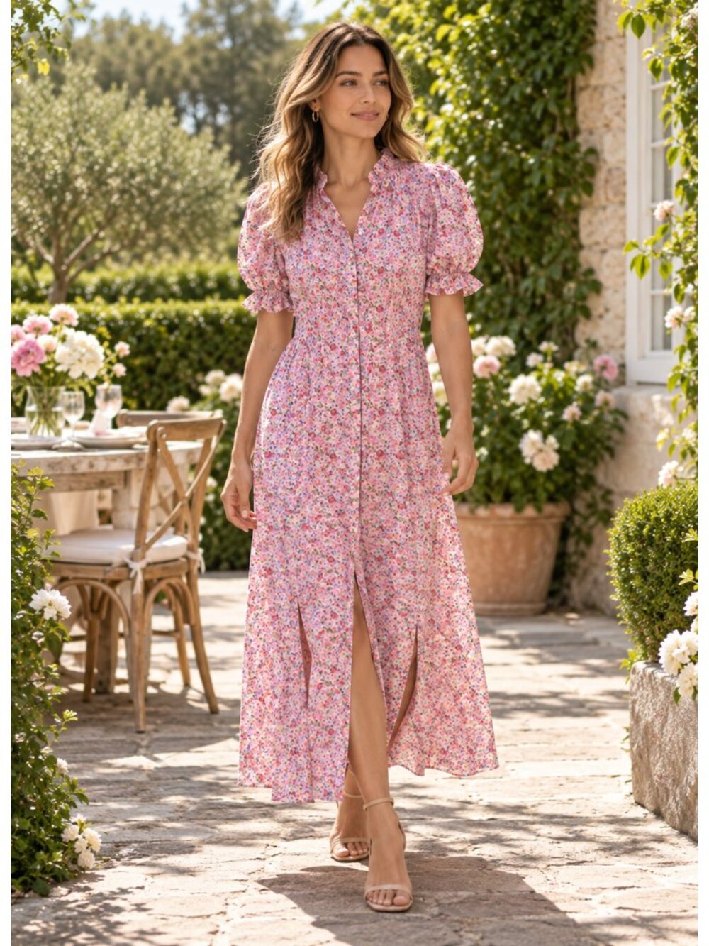 Hyacinth House Pink Poppies Floral Louisa Maxi Smocked Cottagecore New Large (2)